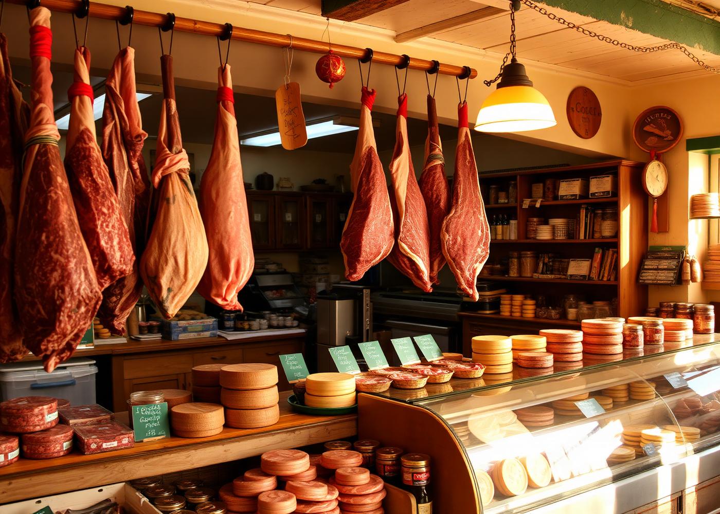 Butcher and deli counter inside Trudgian Farm Shop